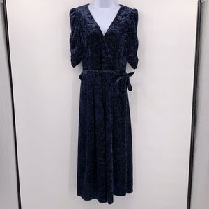 Chelsea 28 Navy Sparkle Velvet‎ Wide Leg Jumpsuit Sz 6